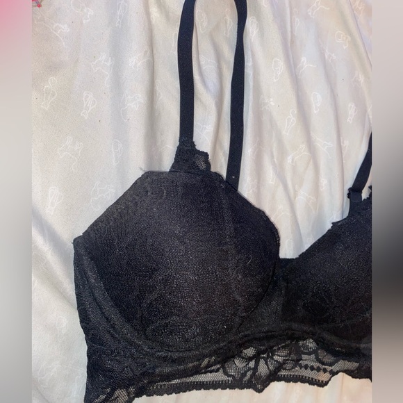Victoria Secret Love Pink Black Bralette size Small (AA-C) - Picture 3 of 7